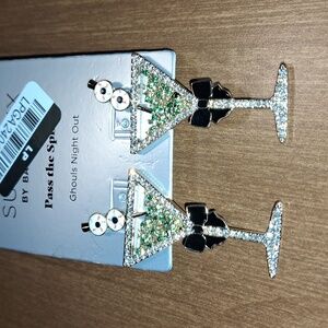 Elegant Martini Glass Earrings with Black Bow/ BUNDLE ONLY